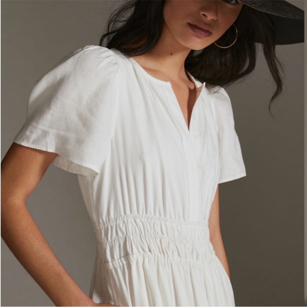 Anthropologie Somerset Maxi Dress White Linen